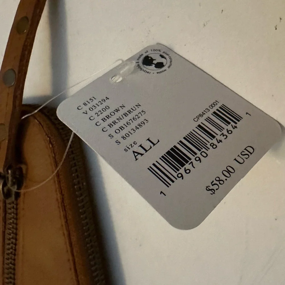 Free People Distressed Vegan leather Wallet/ Wristlet‎ brown- NWT